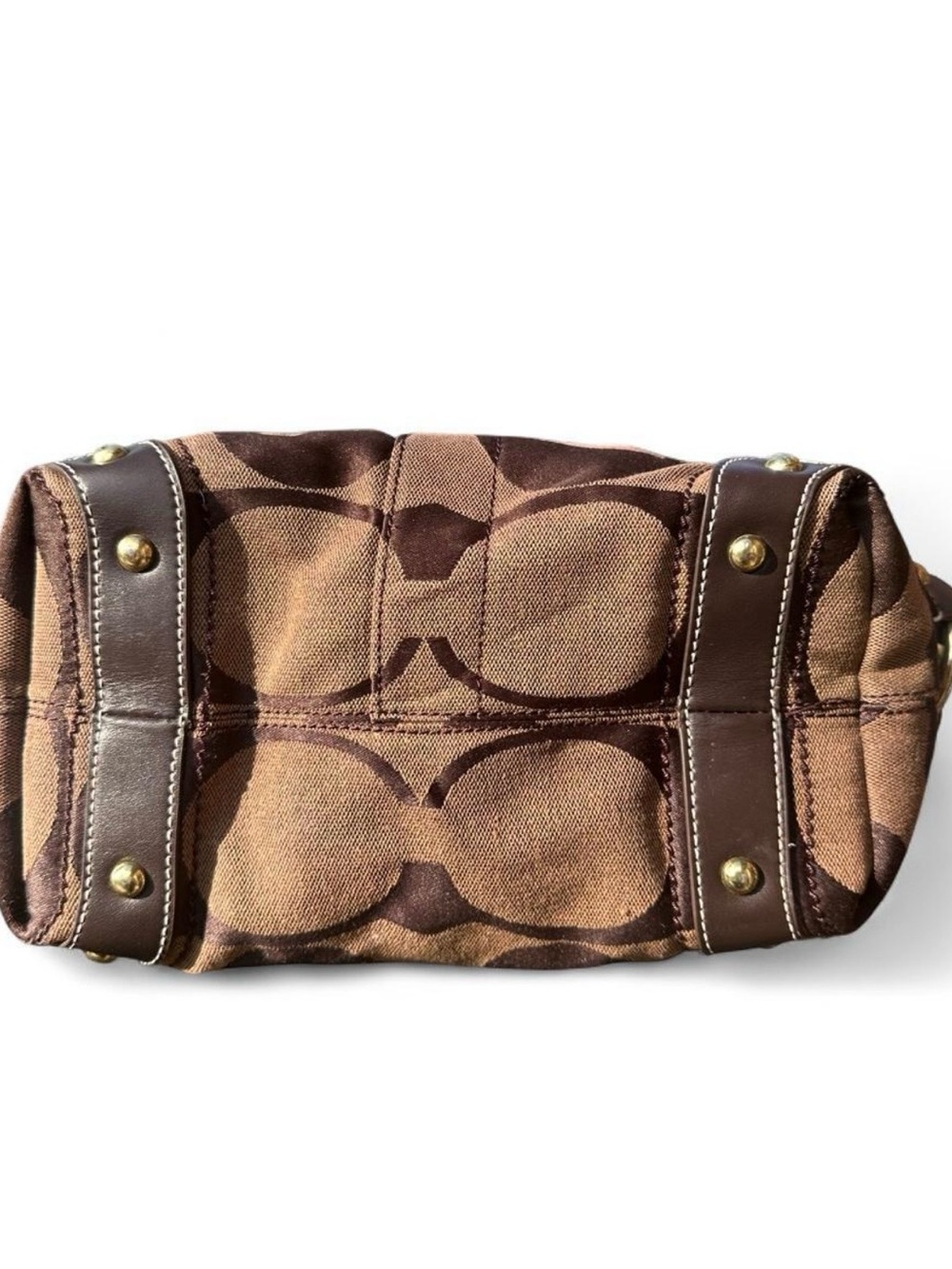 Vintage Coach Carly 10619 Signature Canvas Brown Leather Hobo Shoulder Bag Y2K - Picture 3 of 13